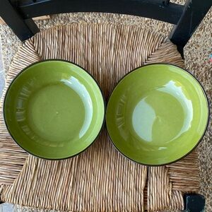 Varages France Green Brown Bowl Set Vintage Antique 2 Pair